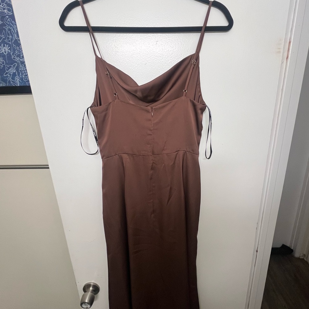 Birdy Grey - Lydia Dress - Matte Satin Chocolate Brown - Small - Picture 10 of 15